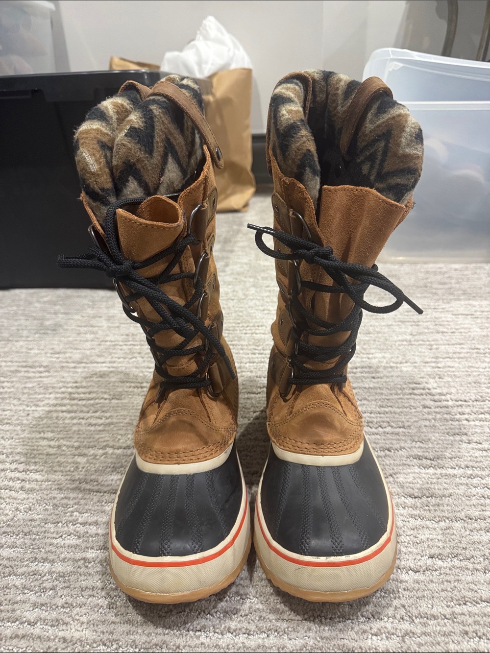 Sorel Joan of Arctic Knit Brown Winter Boots – Women’s Size 9.5